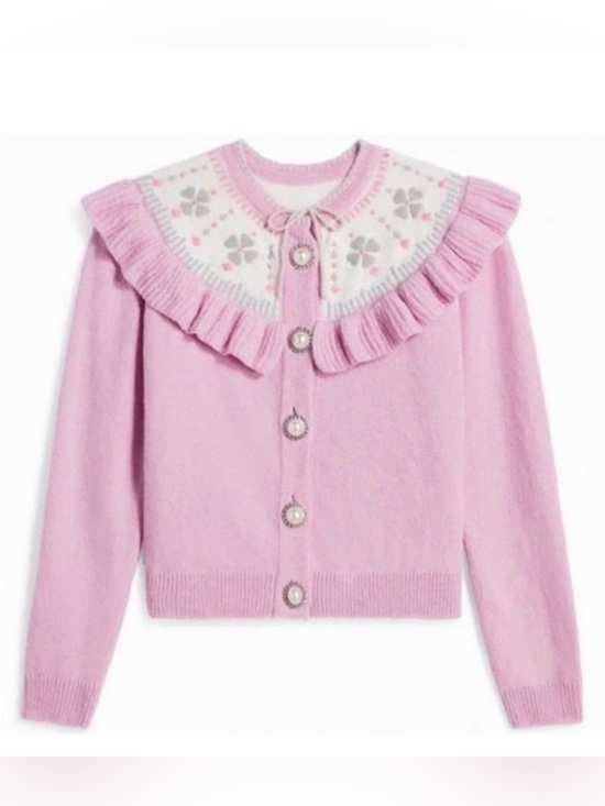 Hill House Sweaters - Hill House 100% Virgin Wool Cottagecore Desk Cardigan in Pink